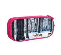 XTUAG Deers Picture Large Capacity Double Layer Student Pen Caseback To School Supplies Forteen