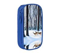 XTUAG Deers Picture Large Capacity Double Layer Student Pen Caseback To School Supplies Forteen