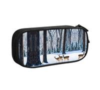 XTUAG Deers Picture Large Capacity Double Layer Student Pen Caseback To School Supplies Forteen