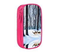 XTUAG Deers Picture Large Capacity Double Layer Student Pen Caseback To School Supplies Forteen