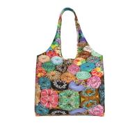 XTUAG Different Types Of Lizard Canvas Bag Bag Handbag Eco-Friendly Reusable Groceryshopping Bags For Women Girls, Donuts, One Size