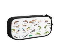 XTUAG Different Types Of Lizard Large Capacity Double Layer Student Pen Caseback To School Supplies Forteen, Black, RXZER23