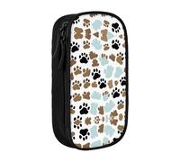 XTUAG Dog Bones Paw Prints Large Capacity Double Layer Student Pen Caseback To School Supplies Forteen