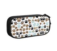 XTUAG Dog Bones Paw Prints Large Capacity Double Layer Student Pen Caseback To School Supplies Forteen