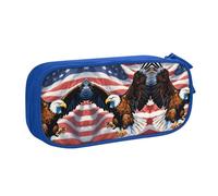 XTUAG Eagle With Usa Flag Large Capacity Double Layer Student Pen Caseback To School Supplies Forteen