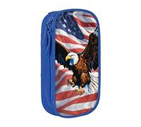 XTUAG Eagle With Usa Flag Large Capacity Double Layer Student Pen Caseback To School Supplies Forteen
