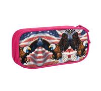 XTUAG Eagle With Usa Flag Large Capacity Double Layer Student Pen Caseback To School Supplies Forteen