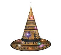 XTUAG Egypt Hieroglyphics Printing Halloween Witches Hats Led Witch Hat Adult Halloween Cosplay Party