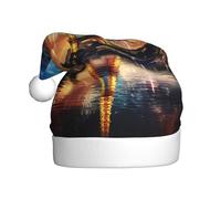 XTUAG Eiffel Tower Fireworks Printing Christmas Hat Santa Hat With Xmas New Year Party Headwear