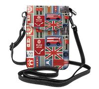 XTUAG England Symbols Crossbody Bag For Women Leather Cellphone Shoulder Purses Fashion Travel Designer Wallet, Black