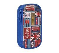 XTUAG England Symbols Large Capacity Double Layer Student Pen Caseback To School Supplies Forteen