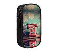 XTUAG England Uk Retro London Telephone Large Capacity Double Layer Student Pen Caseback To School Supplies Forteen, Black, RXZER23