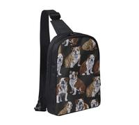 Xtuag English Bulldogs Crossbody Backpack Travel Hiking Daypack Small Chest Bag For Women Men Outdoor Sports, Black