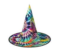 XTUAG Exotic Tribe Tie Dye Style Printing Halloween Witches Hats Witch Hat Adult Halloween Cosplay Party