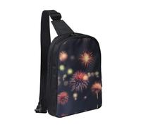 Xtuag Explosion Firework 3d Crossbody Backpack Travel Hiking Daypack Small Chest Bag For Women Men Outdoor Sports, Black