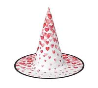 XTUAG Falling Red Hearts Printing Halloween Witches Hats Witch Hat Adult Halloween Cosplay Party