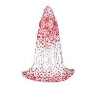 XTUAG Falling Red Hearts Printing Hooded Capes For Teenagers Hooded Cloak Halloween Christmas Fancy Cape Costumes, Black, Medium