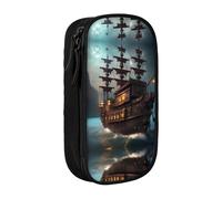XTUAG Fantasy Pirate Ship Large Capacity Double Layer Student Pen Caseback To School Supplies Forteen