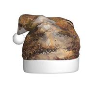 XTUAG Farm With Deer Printing Christmas Hat Santa Hat With Xmas New Year Party Headwear