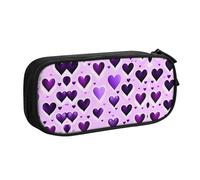 XTUAG Fashional Purple Hearts Large Capacity Double Layer Student Pen Caseback To School Supplies Forteen