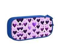 XTUAG Fashional Purple Hearts Large Capacity Double Layer Student Pen Caseback To School Supplies Forteen