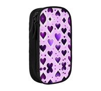 XTUAG Fashional Purple Hearts Large Capacity Double Layer Student Pen Caseback To School Supplies Forteen