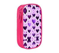 XTUAG Fashional Purple Hearts Large Capacity Double Layer Student Pen Caseback To School Supplies Forteen