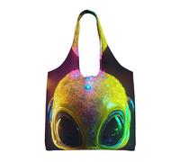 XTUAG Fast Food Canvas Bag Bag Handbag Eco-Friendly Reusable Groceryshopping Bags For Women Girls, Alien Planet, One Size
