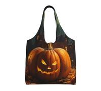 XTUAG Fast Food Canvas Bag Bag Handbag Eco-Friendly Reusable Groceryshopping Bags For Women Girls, Pumpkin Halloween, One Size