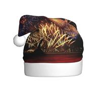 XTUAG Fireworks Printing Christmas Hat Santa Hat With Xmas New Year Party Headwear