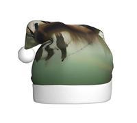 XTUAG Fishing Lake Fishermen Printing Christmas Hat Santa Hat With Xmas New Year Party Headwear