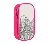 XTUAG Floral Herbs Botanical Engraving Large Capacity Double Layer Student Pen Caseback To School Supplies Forteen