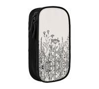 XTUAG Floral Herbs Botanical Engraving Large Capacity Double Layer Student Pen Caseback To School Supplies Forteen, Black, RXZER23