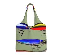 XTUAG Flower Diamond Painting Canvas Bag Bag Handbag Eco-Friendly Reusable Groceryshopping Bags For Women Girls, Fishing Lure Style, One Size