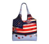XTUAG Flower Diamond Painting Canvas Bag Bag Handbag Eco-Friendly Reusable Groceryshopping Bags For Women Girls, Firework American Flag 4th of Julys, One Size