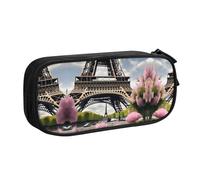 XTUAG Flower Paris Eiffel Tower Large Capacity Double Layer Student Pen Caseback To School Supplies Forteen, Black, RXZER23
