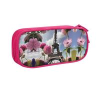 XTUAG Flower Paris Eiffel Towers Large Capacity Double Layer Student Pen Caseback To School Supplies Forteen, Pink, RXZER23