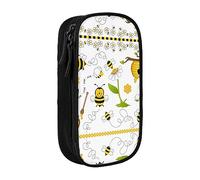 XTUAG Flying Bees Daisy Honey Large Capacity Double Layer Student Pen Caseback To School Supplies Forteen