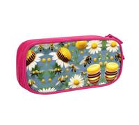 XTUAG Flying Bees Daisy Honey Large Capacity Double Layer Student Pen Caseback To School Supplies Forteen