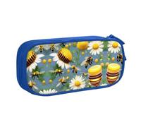 XTUAG Flying Bees Daisy Honey Large Capacity Double Layer Student Pen Caseback To School Supplies Forteen