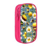 XTUAG Flying Bees Daisy Honey Large Capacity Double Layer Student Pen Caseback To School Supplies Forteen
