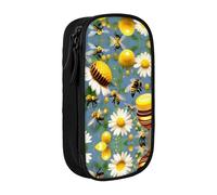 XTUAG Flying Bees Daisy Honey Large Capacity Double Layer Student Pen Caseback To School Supplies Forteen
