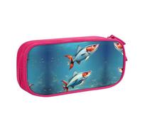 XTUAG Flying Fish In The Ocean Large Capacity Double Layer Student Pen Caseback To School Supplies Forteen