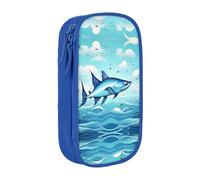 XTUAG Flying Fish In The Oceans Large Capacity Double Layer Student Pen Caseback To School Supplies Forteen