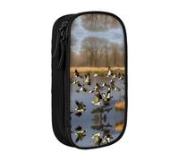 XTUAG Flying Wild Ducks Large Capacity Double Layer Student Pen Caseback To School Supplies Forteen