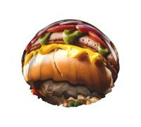 XTUAG Food Pattern Funny Shower Cap For Women, Elastic And Reusable,Double Waterproof Layers Bathing Hat