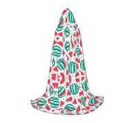 XTUAG Fruits Watermelon Printing Hooded Capes For Teenagers Hooded Cloak Halloween Christmas Fancy Cape Costumes, Black, Large
