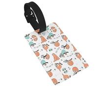 XTUAG Funny Cute Animal Sloth Music Luggage Tag, PVC Labelpattern Travel Bag Tag with Adjustable Strap for Baggage Suitcase