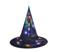 XTUAG Galaxy Animal Dragonfly Printing Halloween Witches Hats Led Witch Hat Adult Halloween Cosplay Party