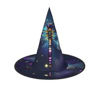 XTUAG Galaxy Animal Dragonfly Printing Halloween Witches Hats Witch Hat Adult Halloween Cosplay Party